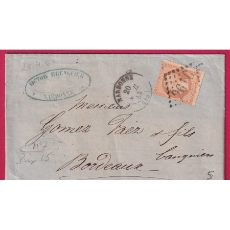 N°23 VARIETE PICQUAGE DECALE GC 2610 NARBONNE AUDE POUR BORDEAUX GIRONDE  LETTRE COVER