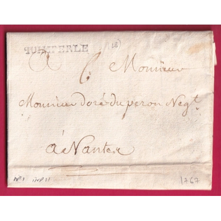 MARQUE QUIMPERLE FINISTERE LENAIN N°1 1767 INDICE 11 POUR NANTES LETTRE COVER
