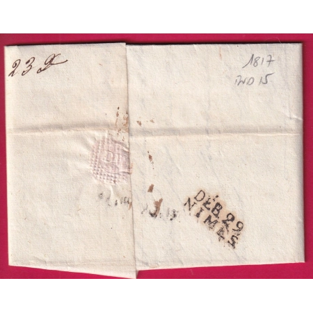 DEBOURSE DEB 29 NIMES GARD INDICE 15 1817 DEPART MARSEILLE LETTRE COVER
