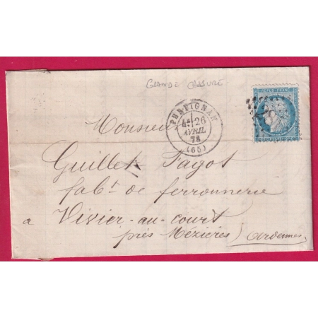 N°60 VARIETE GRANDE CASSURE GC 2818 PERPIGNAN PYRENEES ORIENTALES POUR VIVIEZ AU COURT ARDENNES LETTRE