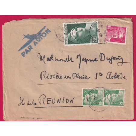 N° 716 719 X2 730 MONTPELLIER HERAULT POUR ST DENIS ILE DE LA REUNION PARIS AVION LETTRE