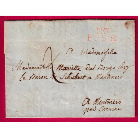 MARQUE CONQUIS 113 PISE PISA ITALIE ITALIA POUR MONTENERO CACHET ARRIVE SPECIAL 11 NOVEMBRE LETTRE COVER