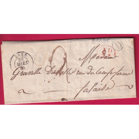 CAD TYPE 15 CAEN CALVADOS BOITE RURALE D BIEVILLE DECIME RURAL POUR FALAISE 1846 LETTRE COVER