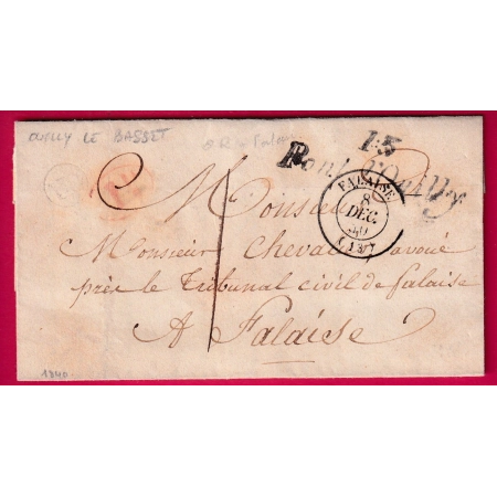 CURSIVE 13 PONT D'OUILLY T15 FALAISE OR OUILLY LE BASSET DECIME RURALE TAXE LOCALE 1 POUR FALAISE LETTRE