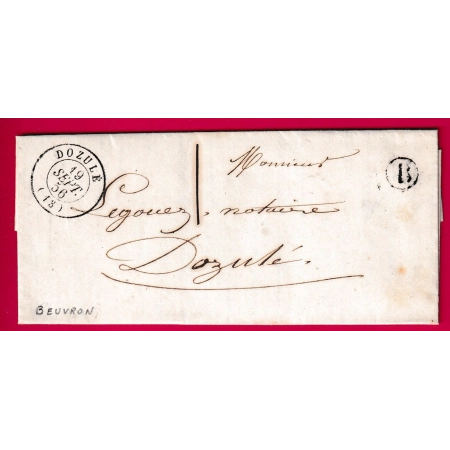 CAD TYPE 15 DOZULE CALVADOS TAXE LOCALE 1 BOITE RURALE B BEUVRON POUR DOZULE LETTRE