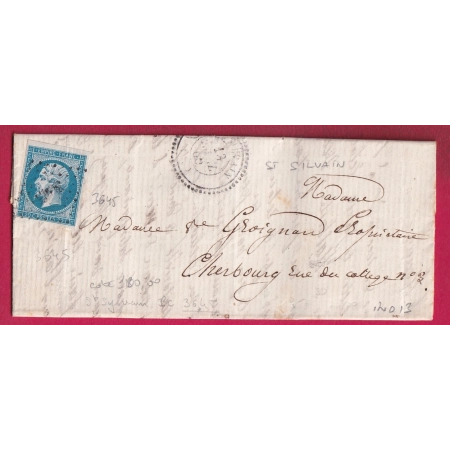 N°14 PC 3645 ST SILVAIN CALVADOS CAD TYPE 22 POUR CHERBOURG INDICE 13 LETTRE