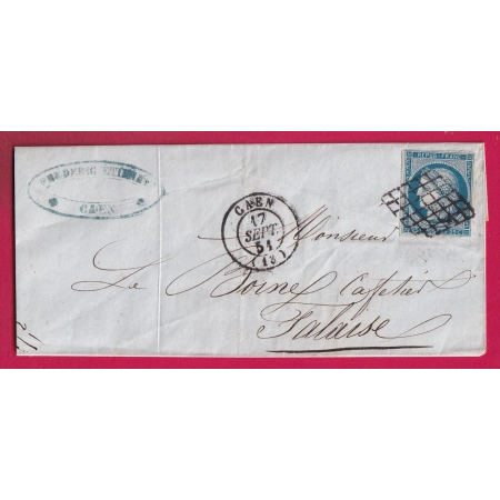 N°4 TTB GRILLE CAEN CALVADOS POUR FALAISE 1851 LETTRE