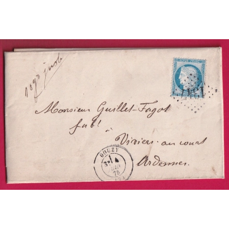 N°60 BELLE VARIETE TRAIT BLANC GC 1347 DOUZY ARDENNES MENTION POIDS 10 GRAMMES JUSTE BUREAU PASSE 2351 MEZIERES LETTRE