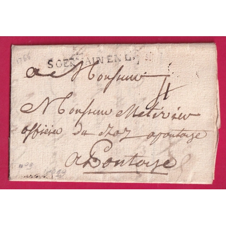 MARQUE ST GERMAIN EN LAYE SEINE ET OISE 1766 LENAIN N°9 POUR PONTOISE INDICE 19 LETTRE