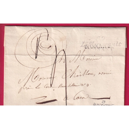 DOUBLE CURSIVE 59 LE MERLERAULT NONANT ORNE POUR CAEN CALVADOS INDICE 18 LETTRE