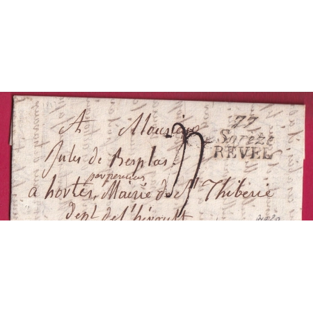 DOUBLE CURSIVE 77 SOREZE REVEL TARN 1827 POUR ST THIBERY HERAULT INDICE 20 LETTRE