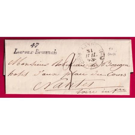 CURSIVE 47 LOUROUX BECONNAIS MAINE ET LOIRE CAD TYPE 11 CANDE POUR NANTES1838 LETTRE
