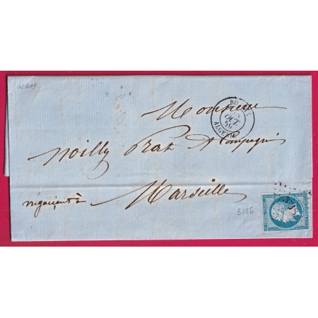 N°14 PC 3718 BOUGIE ALGERIE POUR MARSEILLE INDICE 14 LETTRE