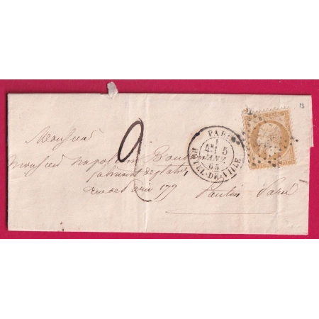 N°21 PARIS ETOILE 13 HOTEL DE VILLE POUR PANTIN RECETTE REUNIES TAXEE RARE TAXE MANUSCRIT 2 LETTRE