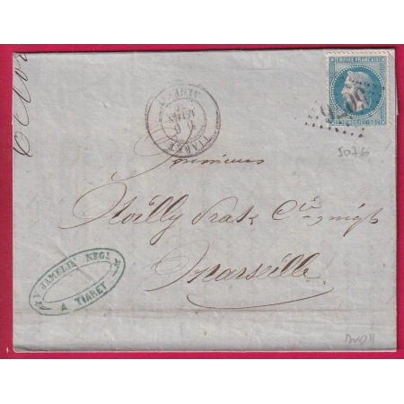 N°29 GC 5076 TIARET ALGERIE CAD TYPE 17 POUR MARSEILLE INDICE 11 LETTRE