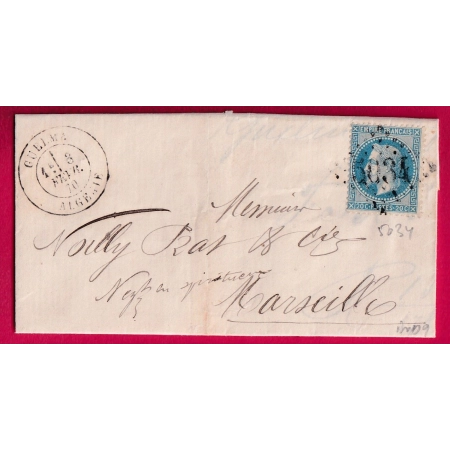N°29 GC 5034 GUELMA  ALGERIE CAD TYPE 17 POUR MARSEILLE INDICE 9 LETTRE
