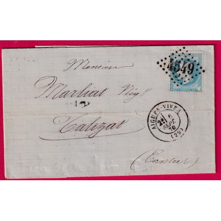 N°29 TRES BELLE VARIETE TACHE ANGLE INF DROIT GC 4549 AIGUES VIVES GARD POUR TALIZAT CANTAL TYPE 24 MOISSAC DU CANTAL