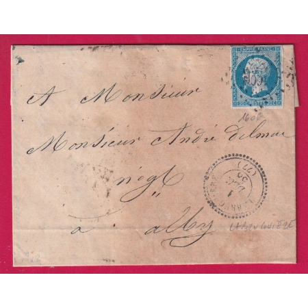 N°14 PC 1606 CAD TYPE 22 LABRUGUIERE TARN POUR ALBI LETTRE