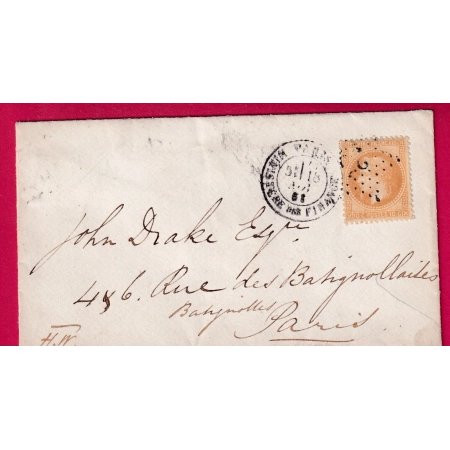 N°28 PARIS ETOILE 35 MINISTERE DES FINANCES POUR PARIS LES BATIGNOLLES RECETTE REUNIES LETTRE