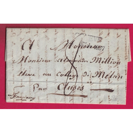 MARQUE GENEVE SUISSE 1837 POUR MEYLAN TANINGES PAR CLUSES HAUTE SAVOIE LETTRE