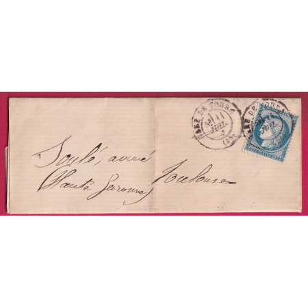 N°60 CAD GARE DE TOURS INDRE ET LOIRE POUR TOULOUSE LETTRE