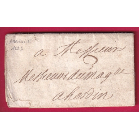 LETTRE DE ABBEVILLE SOMME 1683 TAXE 3 POUR HESDIN PAS DE CALAIS LETTRE