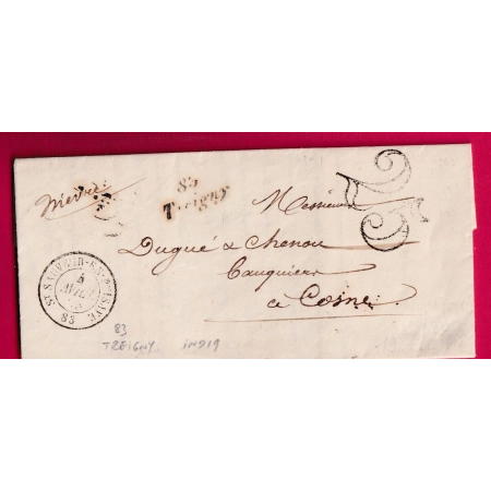 CURSIVE 83 TREIGNY YONNE CAD TYPE 15 ST SAUVEUR POUR COSNE LETTRE