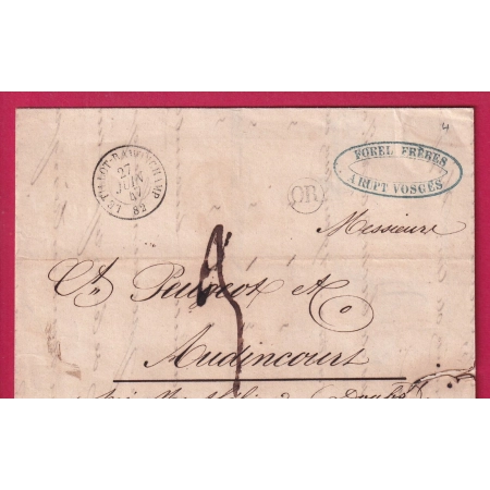 CAD TYPE 15 LE TILLOT RAMONCHAMP VOSGES OR RUPT POUR AUDINCOURT DOUBS 1847 LETTRE