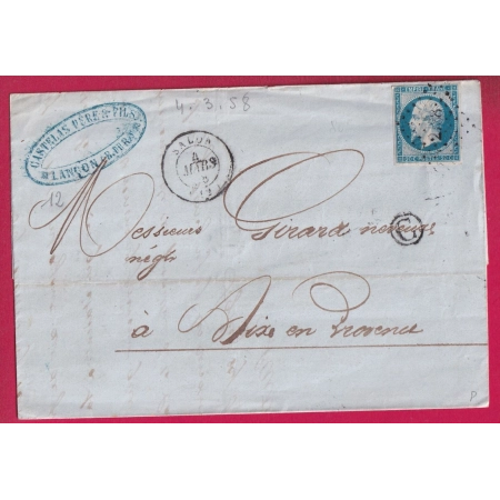 N°14 PC 2788 SALON DE PROVENCE BOUCHES DU RHONE BOITE RURALE C LANCON POUR AIX EN PROVENCE LETTRE