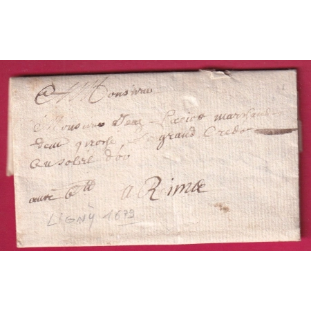 LETTRE DE LIGNY EN BARROIS MEUSE 1679 POUR REIMS MARNE LETTRE