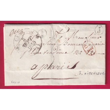 CAD TYPE 11 CANY SEINE INFERIEURE BOITE RURALE J VITTEFLEUR DECIME RURALE CACHET DE FACTEUR AU RECTO PARIS 1840 LETTRE