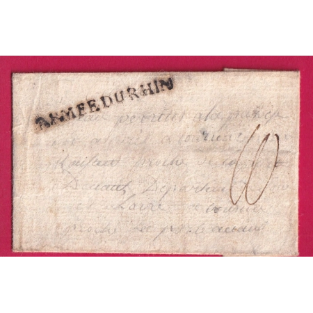 MARQUE ARMEE DU RHIN TEXTE DE LANDAU AN2  POUR LA SAONE ET LOIRE LETTRE