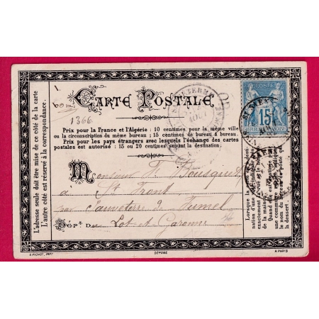 CARTE PRECURSEUR PRIVEE STENO DUPLOYE ST SAENS SEINE INFERIEURE POUR ST FRONT LOT ET GARONNE LETTRE