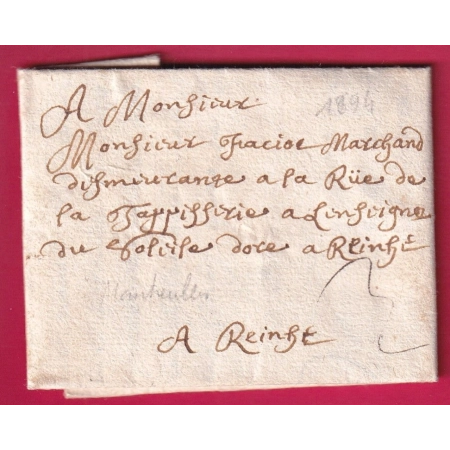 LETTRE DE MONHEULLES MEUSE 1694 POUR REIMS MARNE LETTRE
