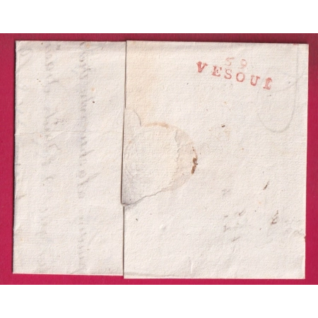 MARQUE 69 VESOUL EN ROUGE UTILISEE EN DEBOURSE 1819 DEPART MARQUE 66 HUNINGUE HAUT RHIN TEXTE DE BALE SUISSE LETTRE