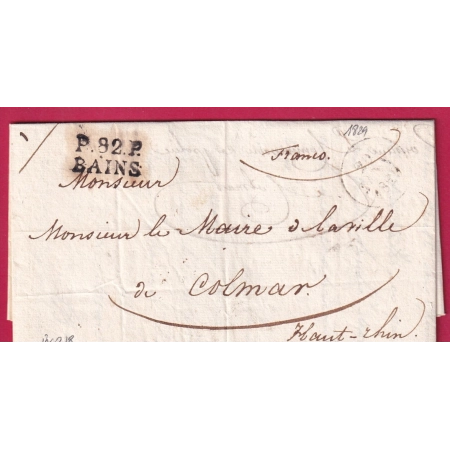 MARQUE P82P BAINS VOSGES 1829 POUR COLMAR HAUT RHIN INDICE 18 LETTRE