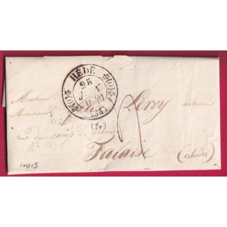 CAD TYPE 11 HEDE ILLE ET VILAINE 1840 INDICE 13 POUR FALAISE CALVADOS LETTRE