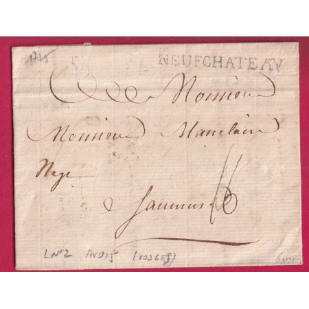 MARQUE NEUFCHATEAU VOSGES 1775 LENAIN N°2 INDICE 15 POUR SAUMUR MAINE ET LOIRE TAXE MANUSCRIT 16 LETTRE