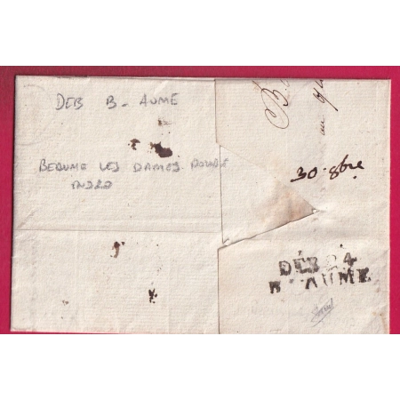 DEBOURSE B AUME BEAUME LES DAMES DOUBS INDICE 20 DEPART LILLE NORD 1818 LETTRE