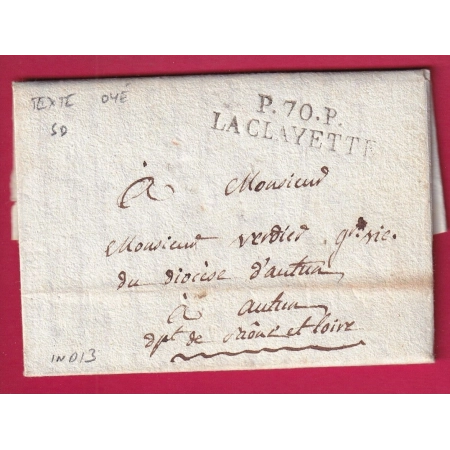 MARQUE P70P LA CLAYETTE SAONE ET LOIRE TEXTE DE OYE INDICE 13 POUR AUTUNLETTRE