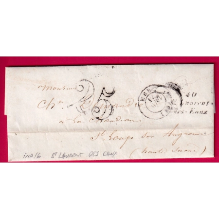 CURSIVE 40 ST LAURENT DE EAUX LOIR ET CHER INDICE 16 POUR ST LOUP HAUTE SAONE LETTRE