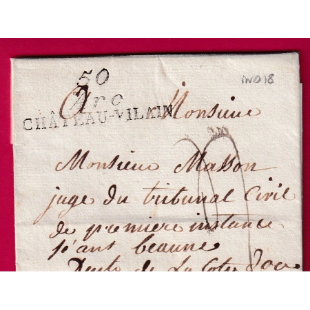 DOUBLE CURSIVE 50 ARC CHATEAU VILLAIN HAUTE MARNE POUR BEAUNE COTE D'OR INDICE 17 LETTRE