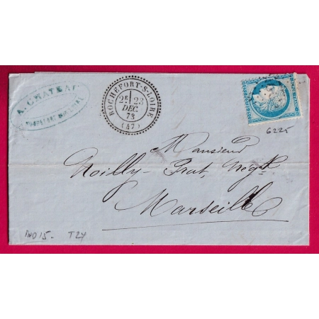 N°60B TYPE 2 GC 6225 ROCHEFORT SUR LOIRE CAD TYPE 24 MAINE ET LOIRE INDICE 15 POUR MARSEILLE LETTRE