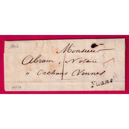 CURSIVE 24 FUANS DOUBS LOSANGE CD EN ROUGE TAXE LOCALE 1 POUR VENNES LETTRE