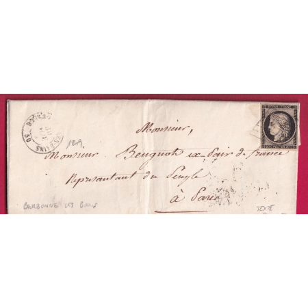 N°3 GRILLE BOURBONNE LES BAINS HAUTE MARNE TEXTE DE PARNAOT POUR PARIS 1849 LETTRE