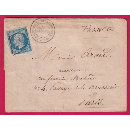 N°14 GRILLE CORPS EXPEDITIONNAIRE ITALIE 1ER DIVISION POUR PARIS 1859 ACADEMIE DE FRANCE A ROME LETTRE