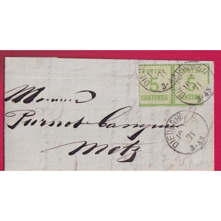 ALSACE LORRAINE N°4 X2 DIEDENHOFFEN THIONVILLE MOSELLE POUR METZ LETTRE
