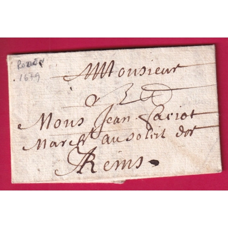 LETTRE DE ROUEN SEINE INFERIEURE 1679 POUR REIMS MARNE LETTRE