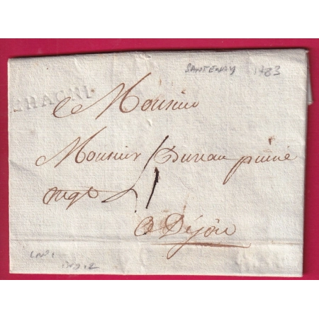 MARQUE CHAGNY SAONE ET LOIRE LENAIN N°1 1783 INDICE 12 POUR DIJON COTE D'OR TEXTE SANTENAY LETTRE
