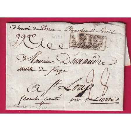 MARQUE ENCADREE CHARGE DE LYON RHONE 1791 POUR ST LOUP HAUTE SAONE INDICE 25 LETTRE